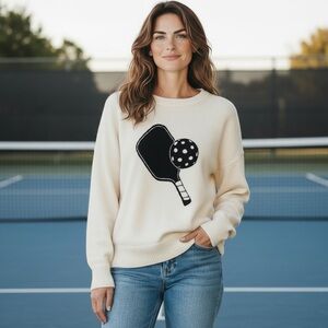 Vineyard Vines Pickleball Intarsia 100% Cashmere Cream Sweater Sz Medium
